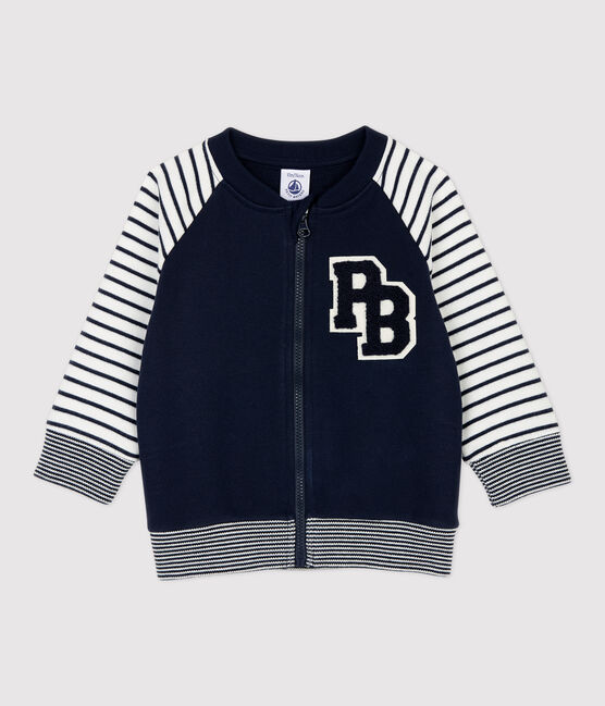 Cappotto Teddy in molleton bebè. blu SMOKING/bianco MARSHMALLOW